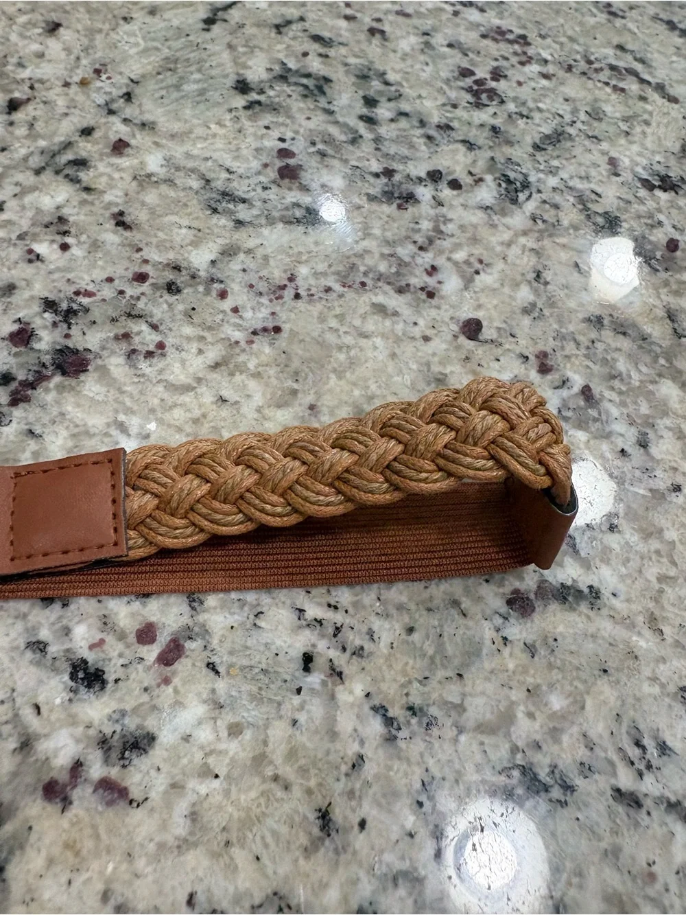 Cognac brown woven stretch belt girls one size unbranded GUC